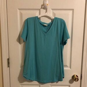 Women's Blue V-Neck Top